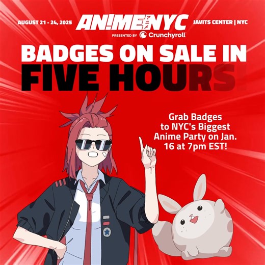 ❗FIVE HOURS UNTIL ANIME NYC 2025 GENERAL ON-SALE! ❗ All badge types will be available, including MORE 4-Day badges, ANYC+ badges, and individual day badges (in addition, you can also purchase our BRAND NEW Thursday Preview Night badge!) As a reminder, 4-Day Badges are expected to be in high demand. While we’ve increased the availability of these badges this year, quantities are still limited. ️ LEARN MORE: animenyc.com/badges | Anime NYC | Facebook