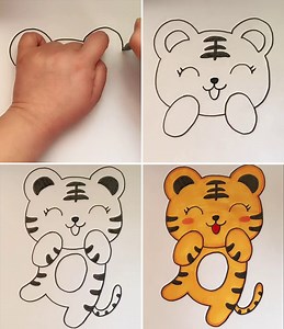 Simple Tiger Baby Drawing for Kids | Simple Drawings