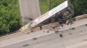 2 injured after tractor-trailer crashes off Route 30 Bypass bridge in Chester County, Pa.