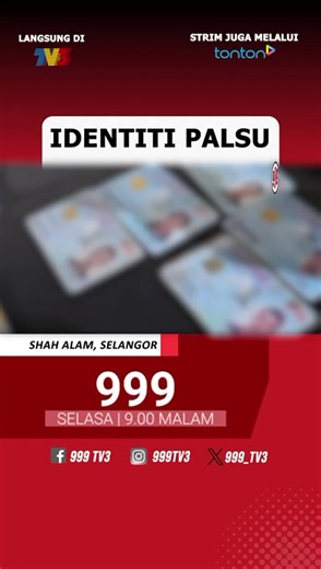 Tiada passport,tapi memiliki sijil kelahiran? Taktik itu dipercayai menjadi modus operandi segelintir warga asing bagi mendapatkan kad pengenalan palsu untuk memohon pekerjaan. Saksikan laporan disediakan wartawan #999 yang mengikuti serbuan digerakkan Jabatan Pendaftaran Negara. Malam ini, Selasa, jam 9 malam di TV3, atau strim melalui www.tonton.com.my dan aplikasi Tonton.