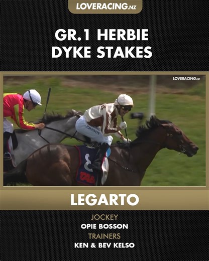 History made for Opie Bosson, who notches his 100th Gr.1 win with victory in the Gr.1 Herbie Dyke Stakes aboard Legarto 🏆 The 6YO bay mare goes back-to-back in the race, again delivering for trainers Ken & Bev Kelso 👏 | LOVERACING.NZ