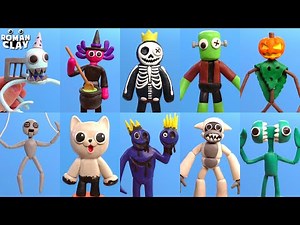 All Rainbow Friends 6 Fan Mods Halloween 🎃 Roblox with Clay ► Roman Clay Tutorial