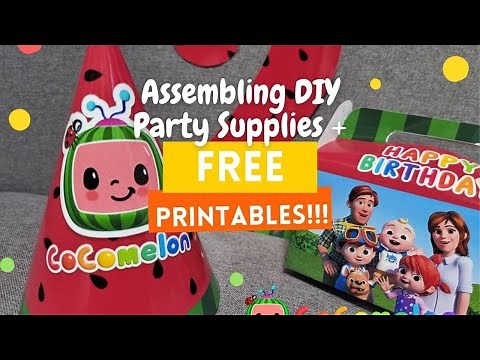 DIY Cocomelon Party Supplies | FREE Cocomelon Printables | Souvenir Box | Cupcake Topper | Party Hat
