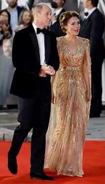 Kate Middleton Shines in Gold Sequin Gown on the Red Carpet With Prince William