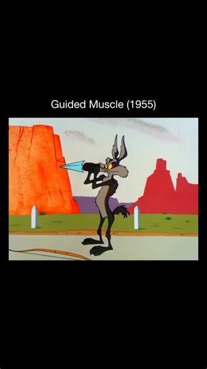 Memory Cartoons on Instagram: "This scene comes from Guided Muscle, a classic Looney Tunes cartoon where Wile E. Coyote abandons gadgets and follows a self-help manual to finally catch the Road Runner. The humor comes from pure irony—absolute confidence, strict discipline, and flawless preparation still aren’t enough to beat cartoon physics 🏜️📘 Fun fact: Guided Muscle cleverly mocks 1950s self-improvement culture. Instead of ACME products, the coyote relies on motivational advice, making the i