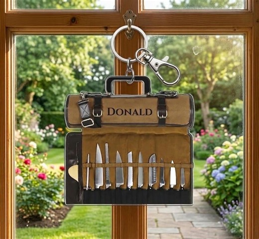 Personalized Chef Knife Set Keychain, Keychain Kitchen Decor