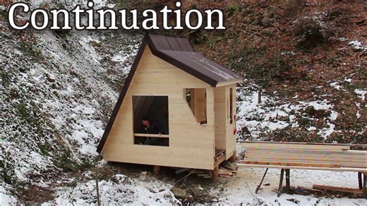 Solo winter cabin build: A-frame construction in the snowy forest