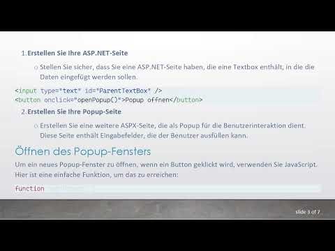 Wie man Text aus einem Popup in eine Textbox in ASP.NET einfügt