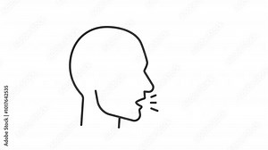Cough line animation. Sneezing animated icon. Shaking head. Allergy illness, health care. Sickness, disease. Black illustration on white background. HD video with alpha channel. Motion graphic