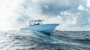 3.6K views · 46 reactions | When it comes to design, the All-New Open 302 has been carefully crafted to deliver, down to the finest of details. The Open 302 is redefining what a 30-foot center console looks and feels like. Enjoy this rough pre-hurricane fishing trip that shows she’s Battle Ready! Digital Catalog: https://www.sportsmanboatsmfg.com/open/302-Center-Console | Sportsman Boats | Facebook