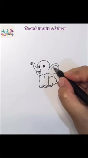 Cute elephant drawings🐘Follow easy tutorial & draw cute elephant from basic shapes to final details