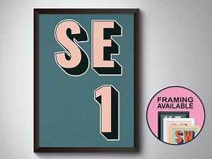 SE1 London Postcode Typography Print - Giclée Art Print - Home Art Print Poster. London Landmark - Framed or Unframed - A5,A4,A3,A2,A1 - Etsy