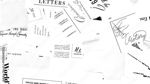 Fast newspaper headlines animation.Stop-motion loop of vintage news clippings.Vintage newspaper collage loop