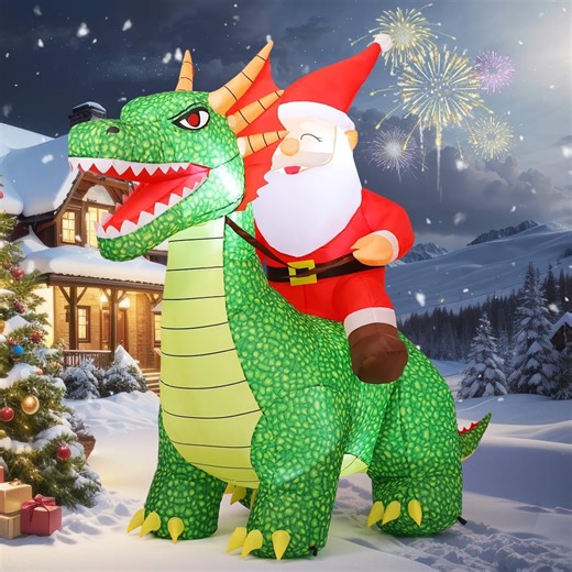 GOOSH 7.2 FT Christmas Inflatable Dinosaur Outdoor Decorations Blow Up Yard Santa Rides Dinosaur with Built-in LEDs for Outdoor Garden Lawn Party Decor - Walmart.com