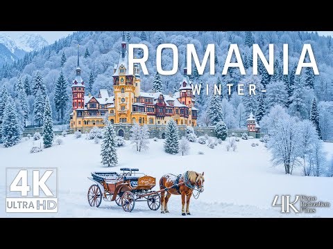 Winter in Romania 4K ❄️ Carpathian Mountains, Snowy Forests & Villages With Calm Ambience