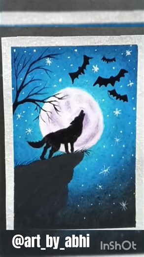 wolf with beautiful midnight oil pastels drawing #viral #drawing