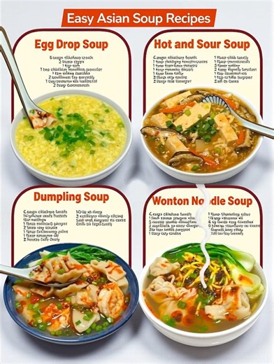 159K views · 1K reactions | Four Popular Asian Soup Recipes that are...