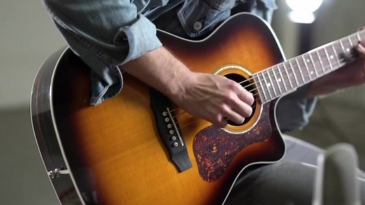 Add some exotic flare to your acoustic lineup with the OM-260CE Deluxe! This Orchestra size guitar features a solid spruce top with a stunning, arched, striped ebony back and striped ebony sides. This unique tone wood gives the OM-260CE a clear, powerful voice with a pronounced bass response while a gloss finish highlights its unique striping pattern. Available exclusively online and in stores at @guitarcenter. U.S. Street Price: $649 Player: @stratokasting | Guild Guitars