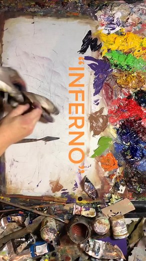 “Inferno” Paint Mixing ASMR #asmr #painter #painting #artist #oilpaint #oilpaintingtechniques #art #fyp #satisfying #thick #color #oilpainting