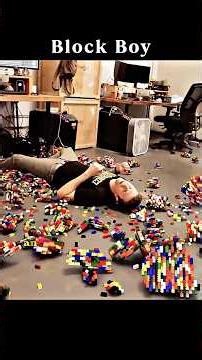 Any object a man touches turns into a LEGO brick.♦️☕🚗