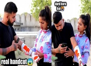 311K views · 21K reactions | hand_cut_prank_||_prank_on_girlfriend_(_gone_extremely_wrong_)_veer_samrat_kissing_prank(360p) | Sagar Films | Facebook