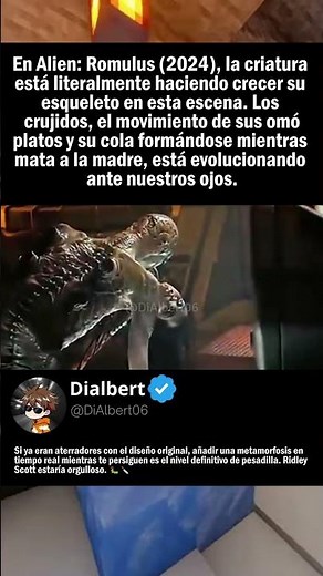 En Alien: Romulus (2024), la criatura está literalmente haciendo crecer su esqueleto en esta escena.