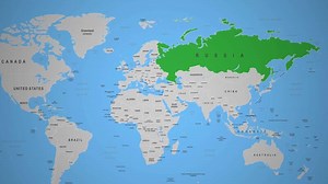 Russia political map zoom highlighted country borders Eurasia geography