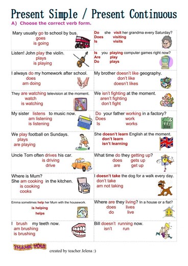 Present Simple vs Present Continuous worksheet