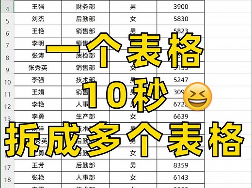 Excel一个表格拆分成多个表格，终于学会了！