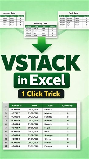 Combine Excel Data Fast with VSTACK 🔥 #shorts