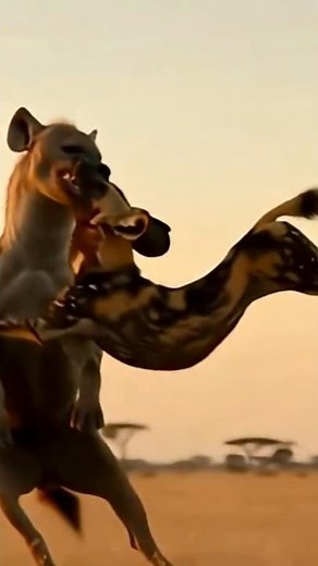 Wild Dog vs Hyena Fight - Watch This Insane Aerial Move