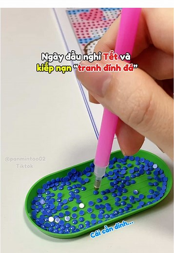 Hướng dẫn làm tranh đính đá đơn giản cho Tết 2026