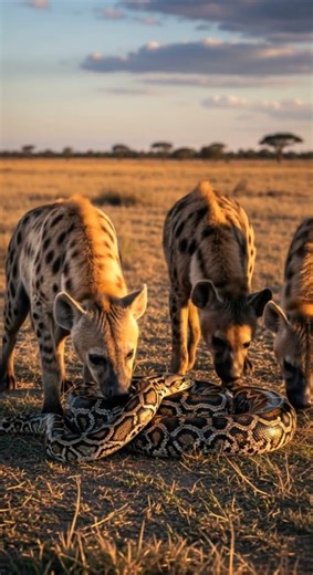 What will the hyena find inside the python’s secret lair #wildlife #nature #animals