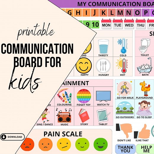 Children's Communication Board, Visual Aid for Autism (printable) - Etsy
