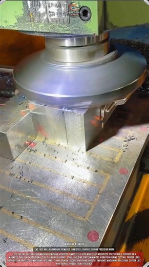 Cnc Face Milling Machine Removes 1 mm Steel Surface During Precision Work