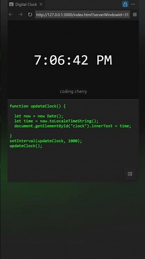 Digital Clock using JavaScript #javascript