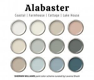 Alabaster Color Palette: Sherwin Williams Home Paint Scheme - Whole House Interior, Coastal, Farmhouse, Cottage, Beach House and Lake House. - Etsy