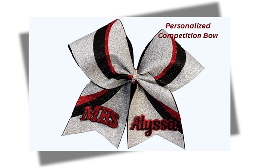 Glitter Cheer, Dance, Competition Bow | Personalized Silver Black Red Cheerleading | Bling Cheer Bow | Team Spirit Hair Bow - Etsy