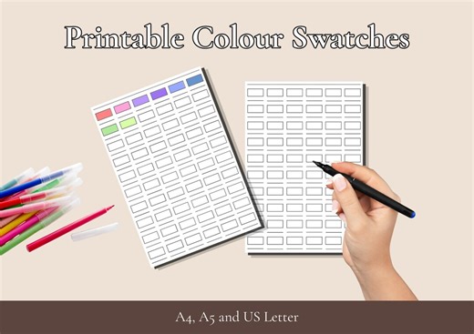 Colour Swatch Chart Blank Template Printable Color Swatch Template Blank Colour Swatch Downloadable PDF Pens Paints Colour Swatch Chart - Etsy
