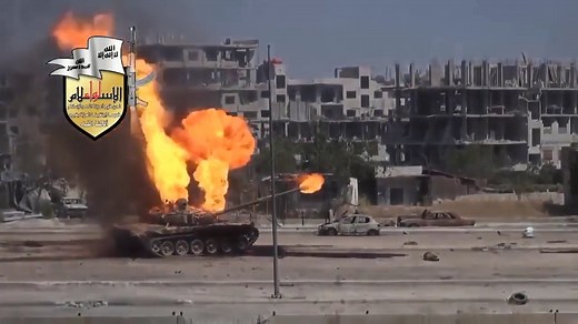 Syrian T-72 has an extended ammunition cook off