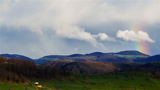 Rainbow, Rain Shower, Landscape. Free Stock Video