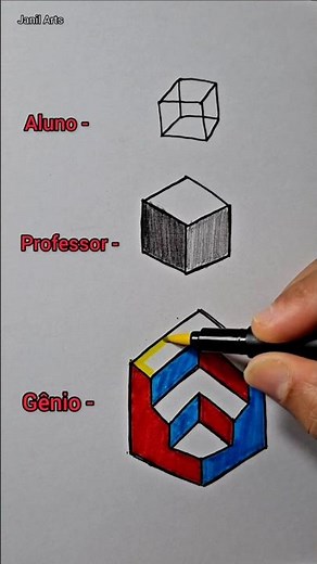 Desenho cubo 3d rápido e fácil