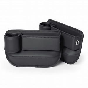 2-Pack Car Seat Gap Filler Organizer with Cup Holder - Premium Leather - Universal Fit - Keeps Cans/Phone/Keys/Wallets Organized