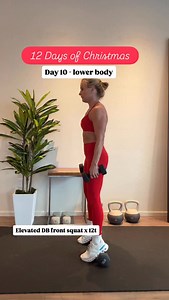 Day 10 of the 12 Days of Christmas – 60 Strong 🎄💪 LOWER BODY • 12 Minutes • Joint-Friendly Strong legs after 60 come from simple work done with purpose — not long, draining workouts. Join me for this quick lower-body reset and feel the difference in how you move. SAVE this so you can come back to it anytime. SHARE it with a friend who wants stronger, steadier legs this season. 🎄CIRCUIT: repeat 3x 1. Elevated DB front squat x 12 2. Static DB Lunge x 12 each side 3. Kickstand DB Deadlift x 12 4