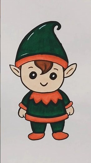 How to draw an easy elf 🎁#elf #drawing #cartoon #howtodraw #easy #shorts