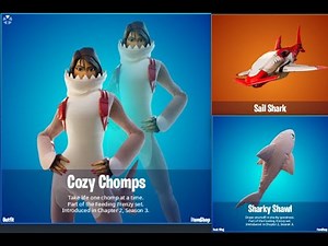 Fortnite New cozy chomps female Skin with sharky shawl & sail shark - Fortnite Item Shop Leak skin