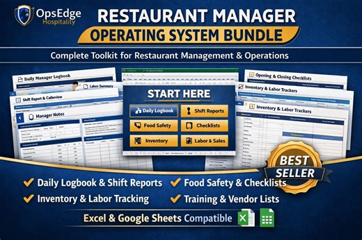 Restaurant Manager Operating System Bundle | Excel & Google Sheets Templates - Etsy