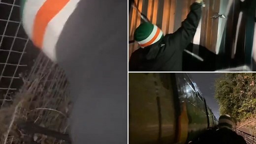 Celtic ultras the Green Brigade break into depot and plaster trains in graffiti