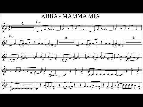Trumpet Play-along - Mamma Mia - ABBA - with sheet music