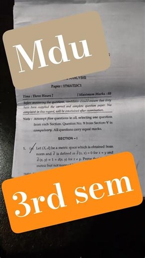 functional analysis m.sc 3rd sem 2024#mdu#2024 #msc #exam#class#subject#pyq#maths #haryanvisong #dj